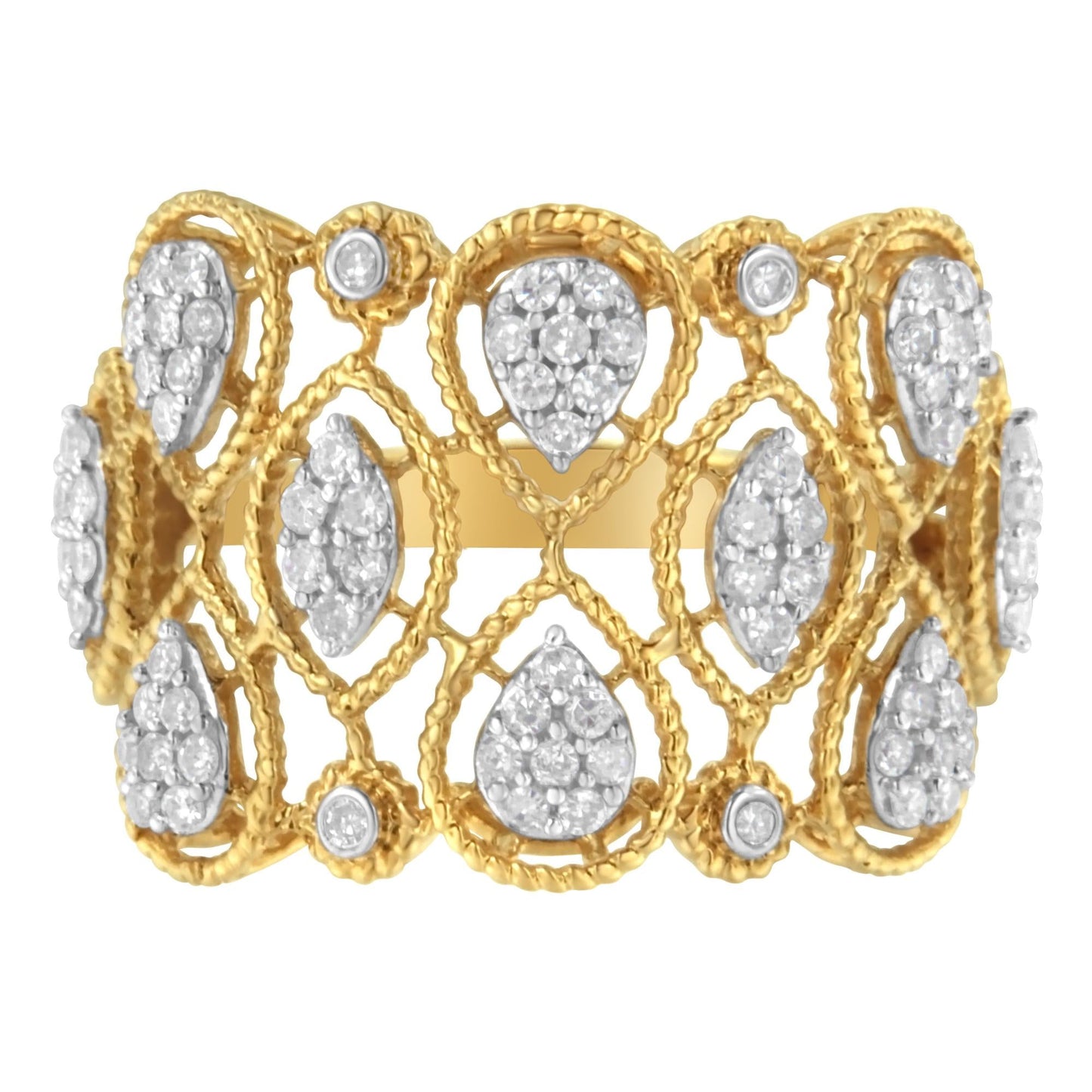14K Yellow Gold Diamond Art Deco Ring (1/2 Cttw)