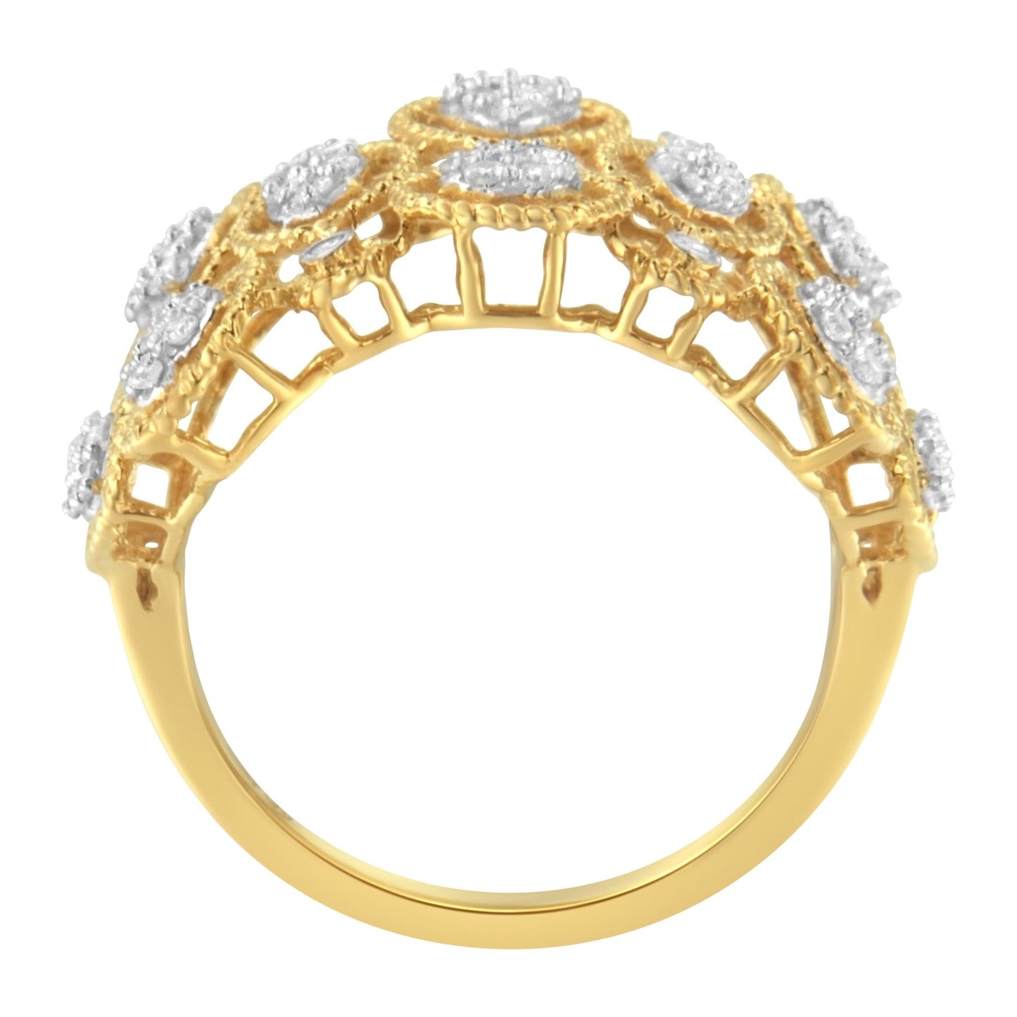 14K Yellow Gold Diamond Art Deco Ring (1/2 Cttw)