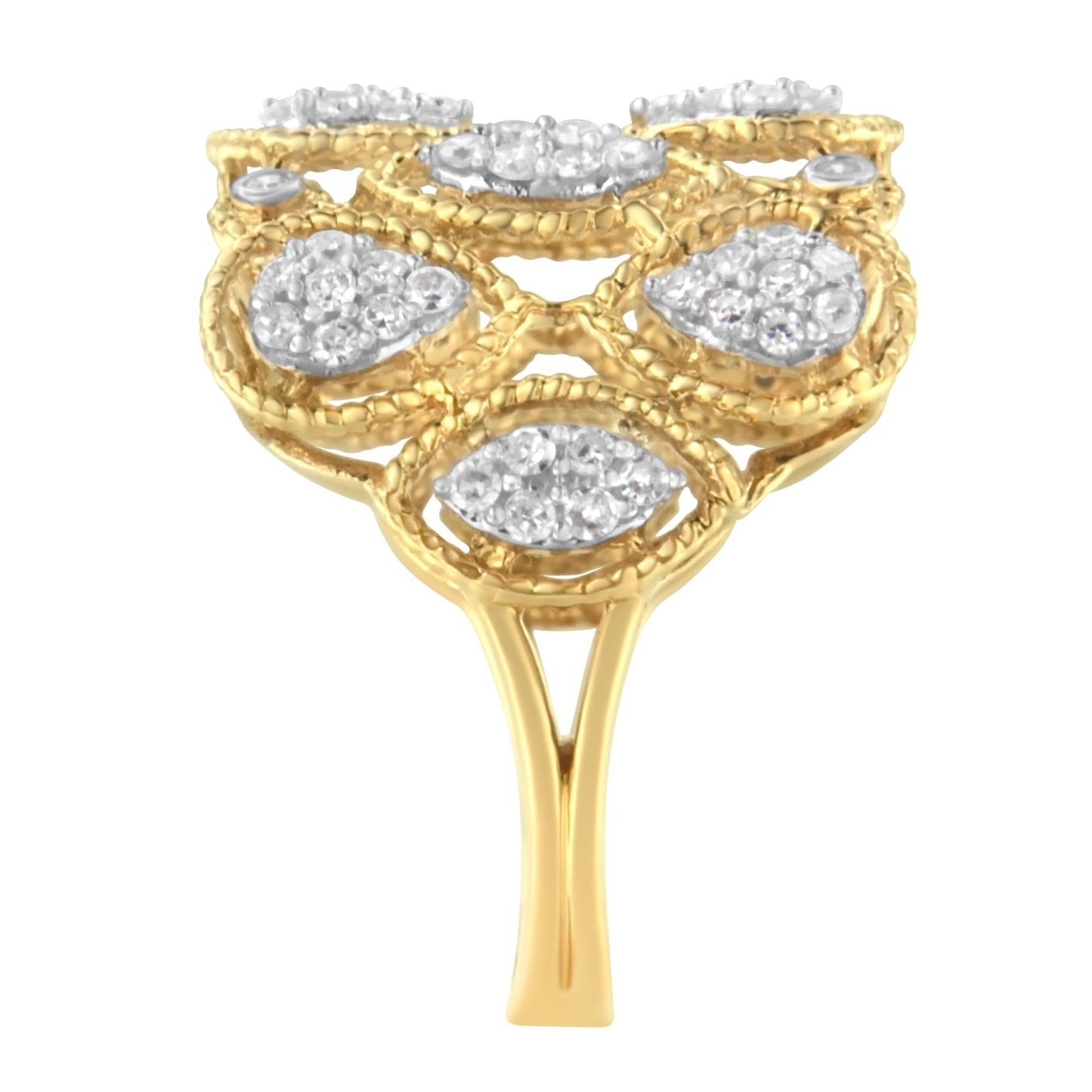 14K Yellow Gold Diamond Art Deco Ring (1/2 Cttw)