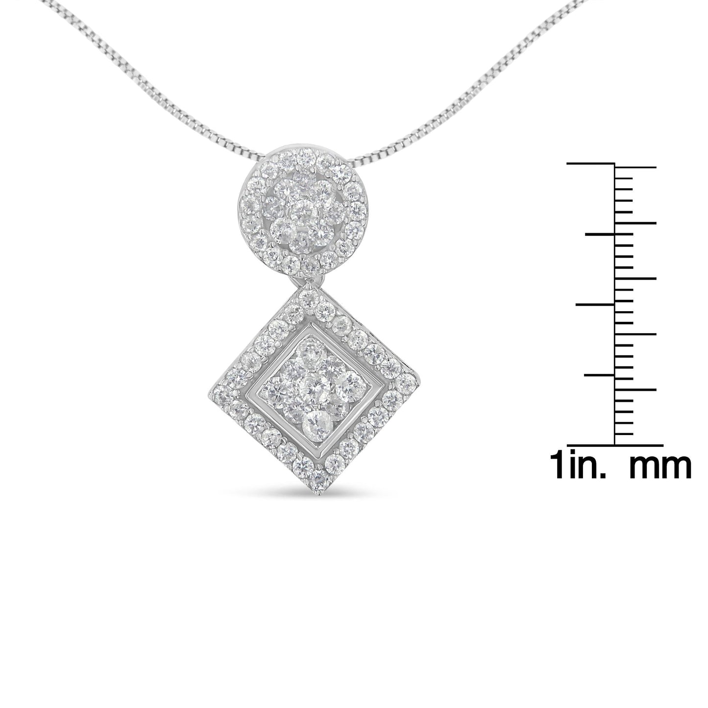 14K White Gold 1 cttw Diamond Pendant Necklace