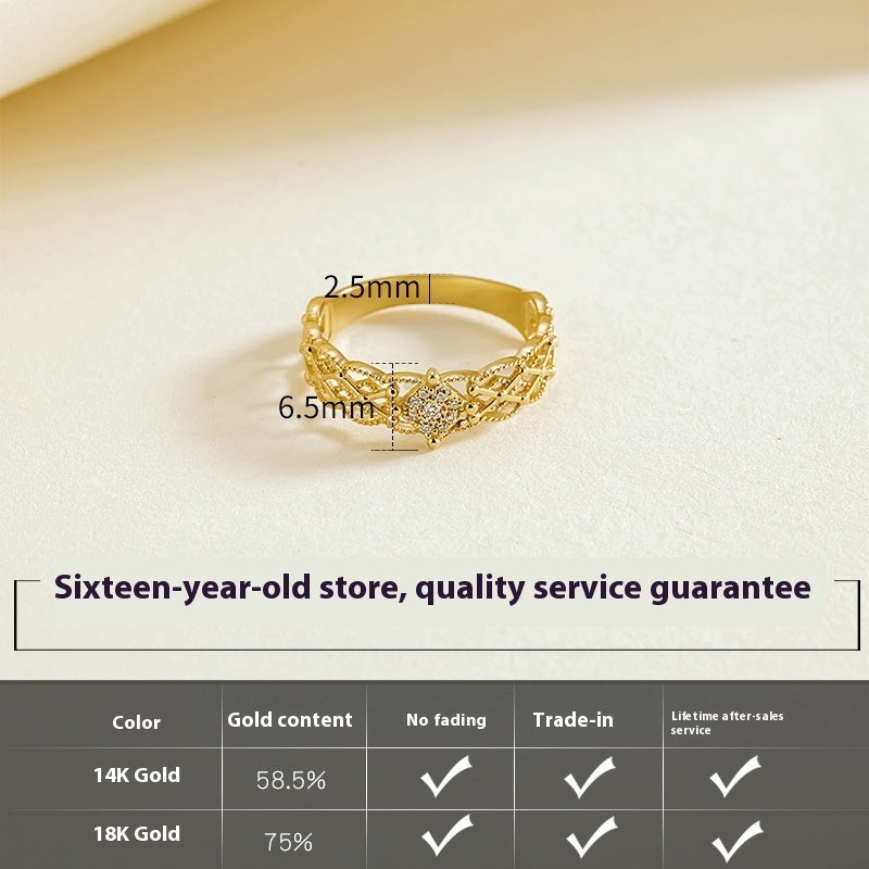 Pure 18K Jinrege Light Luxury Wide Version Fashion Ring β Timeless