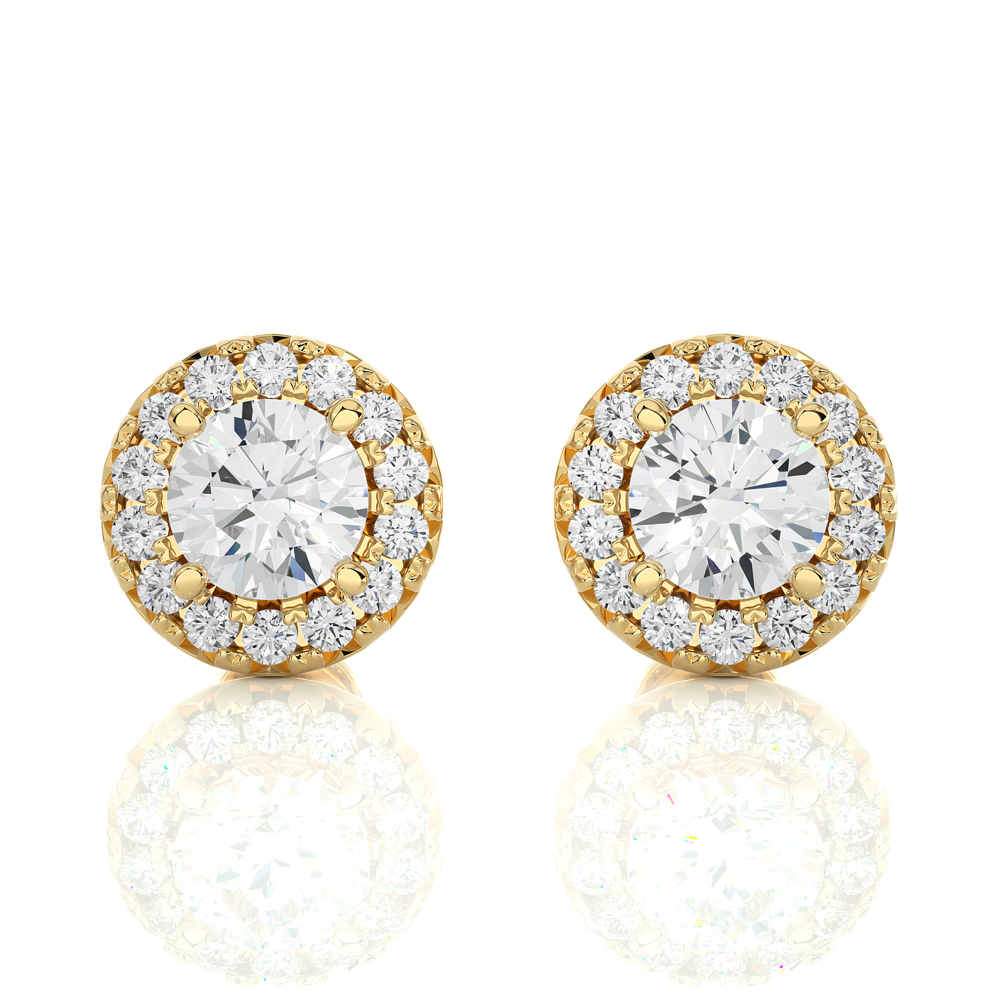 Yellow Gold Moissanite Round Shape Detachable Earring