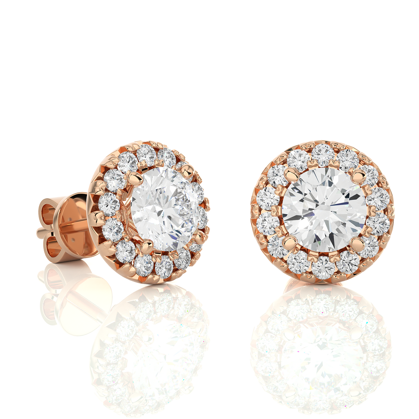 Rose Gold Moissanite Round Shape Detachable Earring