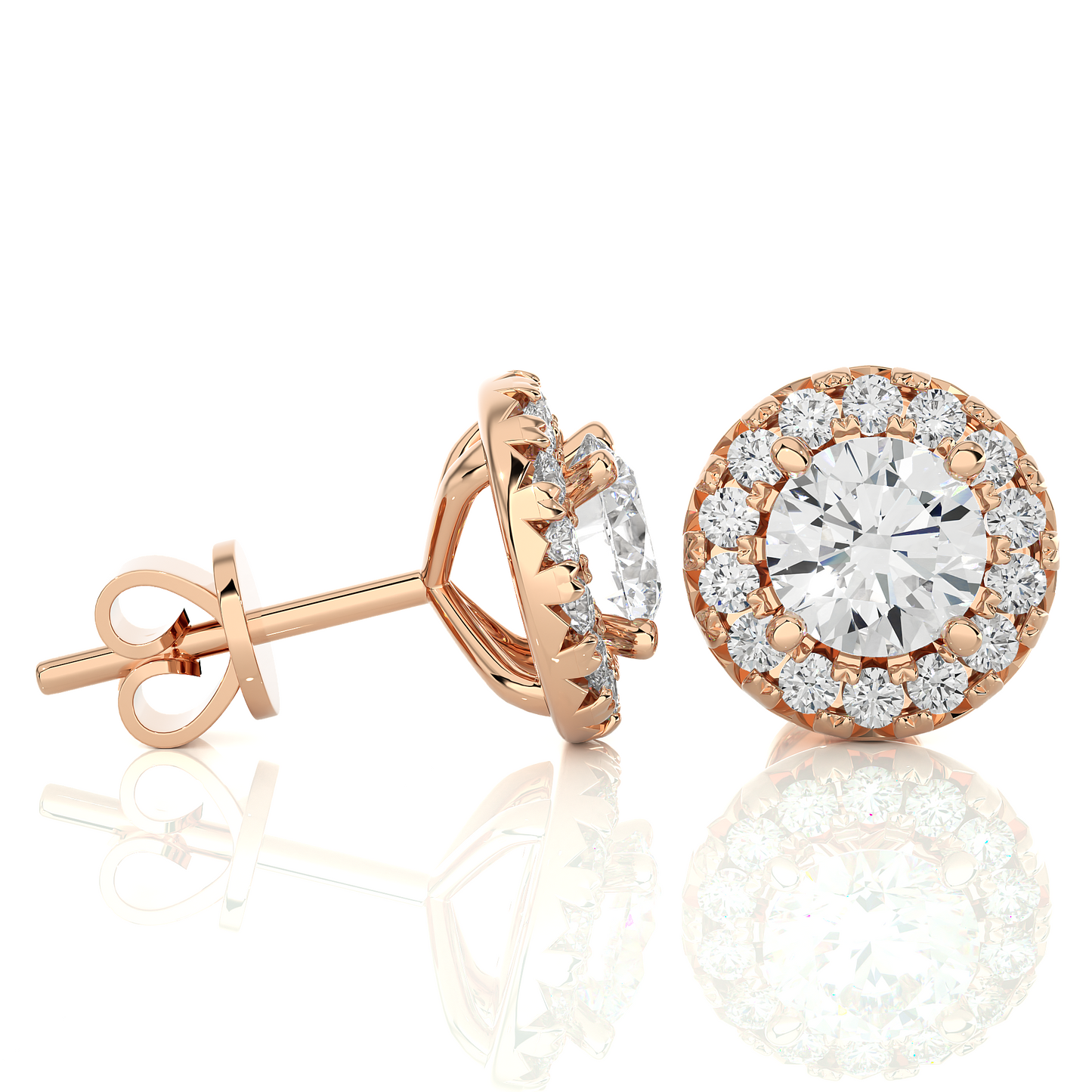 Rose Gold Moissanite Round Shape Detachable Earring