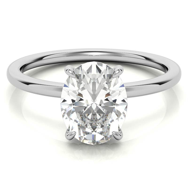 White Gold Moissanite Oval Shape Ring