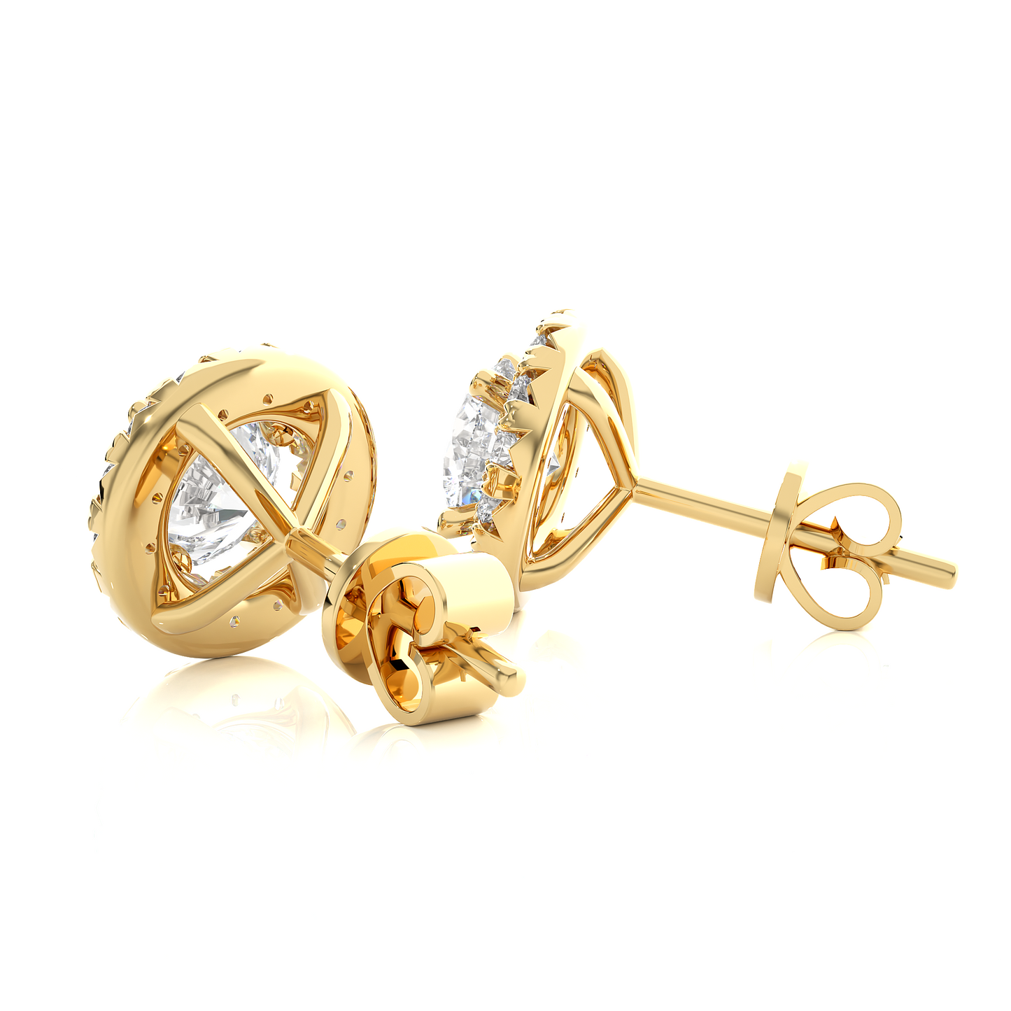 Yellow Gold Moissanite Round Shape Detachable Earring
