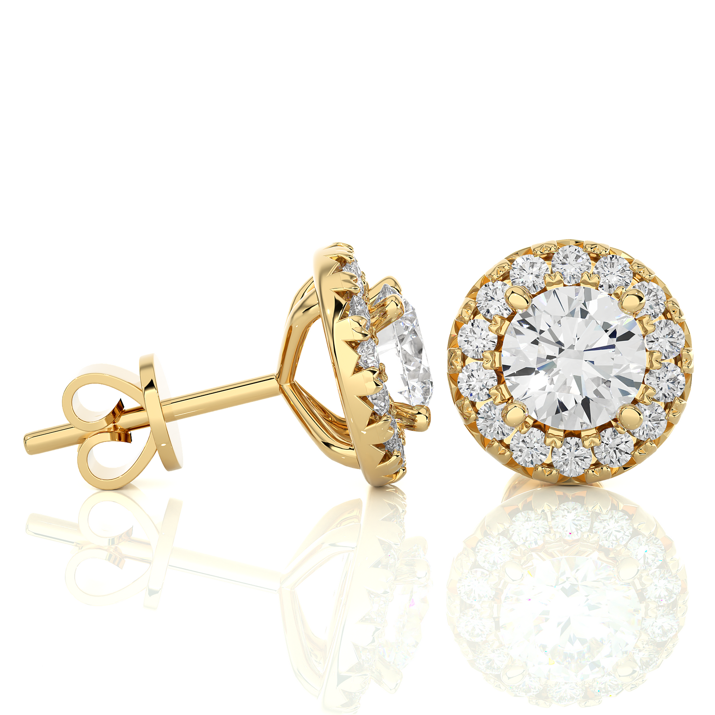 Yellow Gold Moissanite Round Shape Detachable Earring