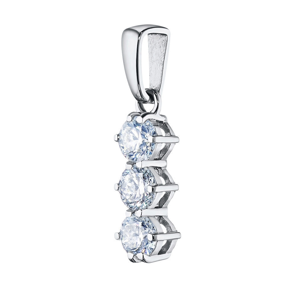 STERLING SILVER PENDANT WITH 3 ROUND-CUT LAB-CREATED DIAMONDS