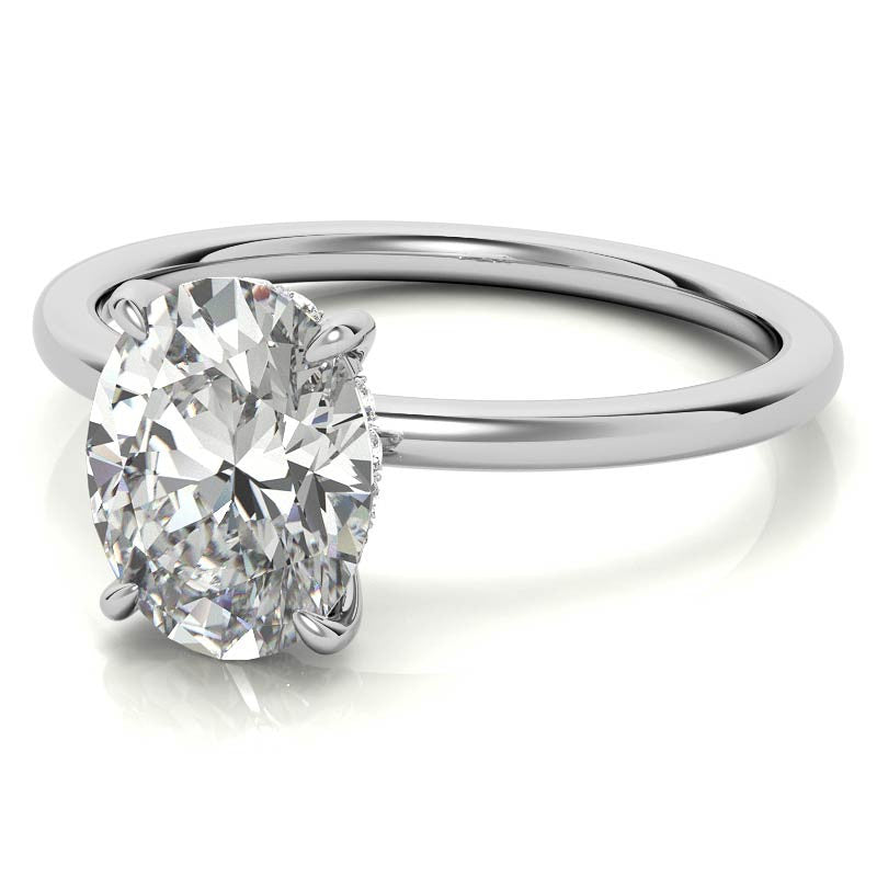 White Gold Moissanite Oval Shape Ring