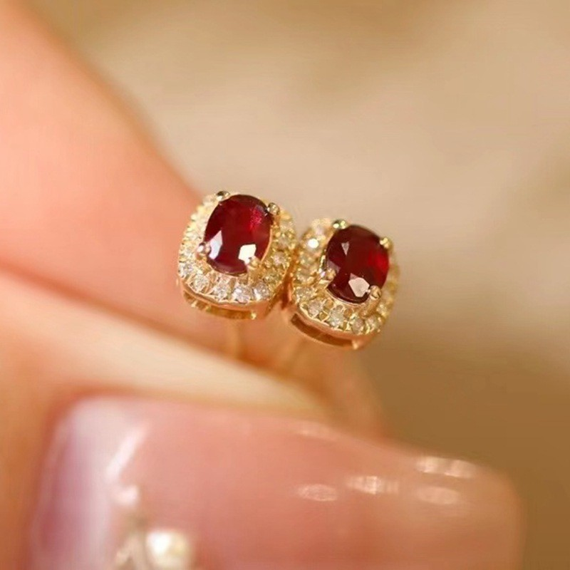 Pigeon Ruby Studs | 18K Royal Edition