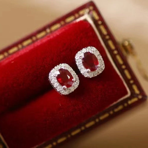Pigeon Ruby Studs | 18K Royal Edition
