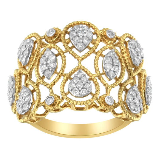 14K Yellow Gold Diamond Art Deco Ring (1/2 Cttw)