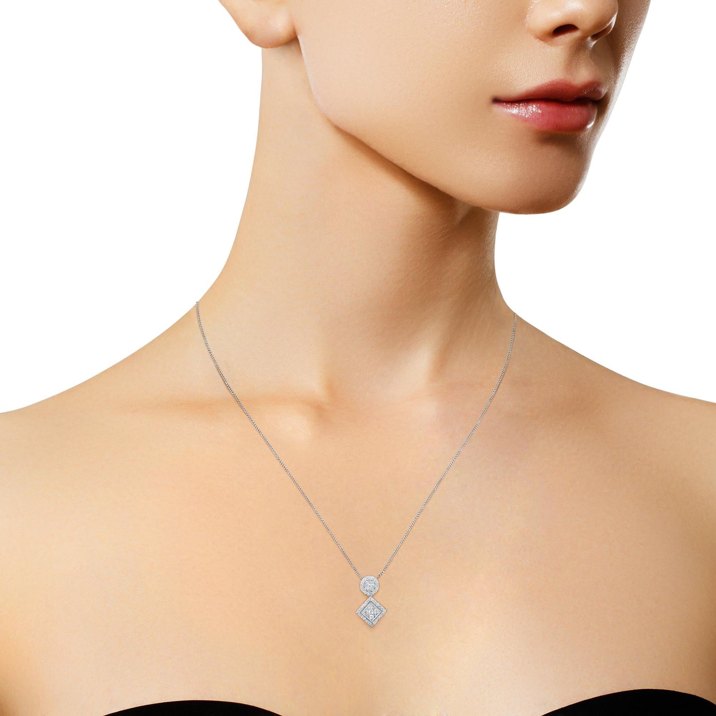 14K White Gold 1 cttw Diamond Pendant Necklace