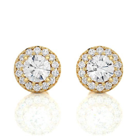 Yellow Gold Moissanite Round Shape Detachable Earring