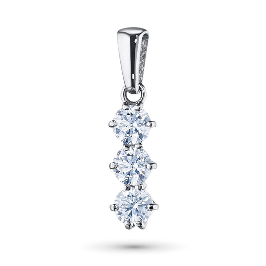 STERLING SILVER PENDANT WITH 3 ROUND-CUT LAB-CREATED DIAMONDS