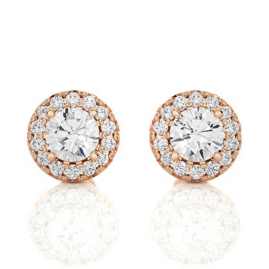 Rose Gold Moissanite Round Shape Detachable Earring